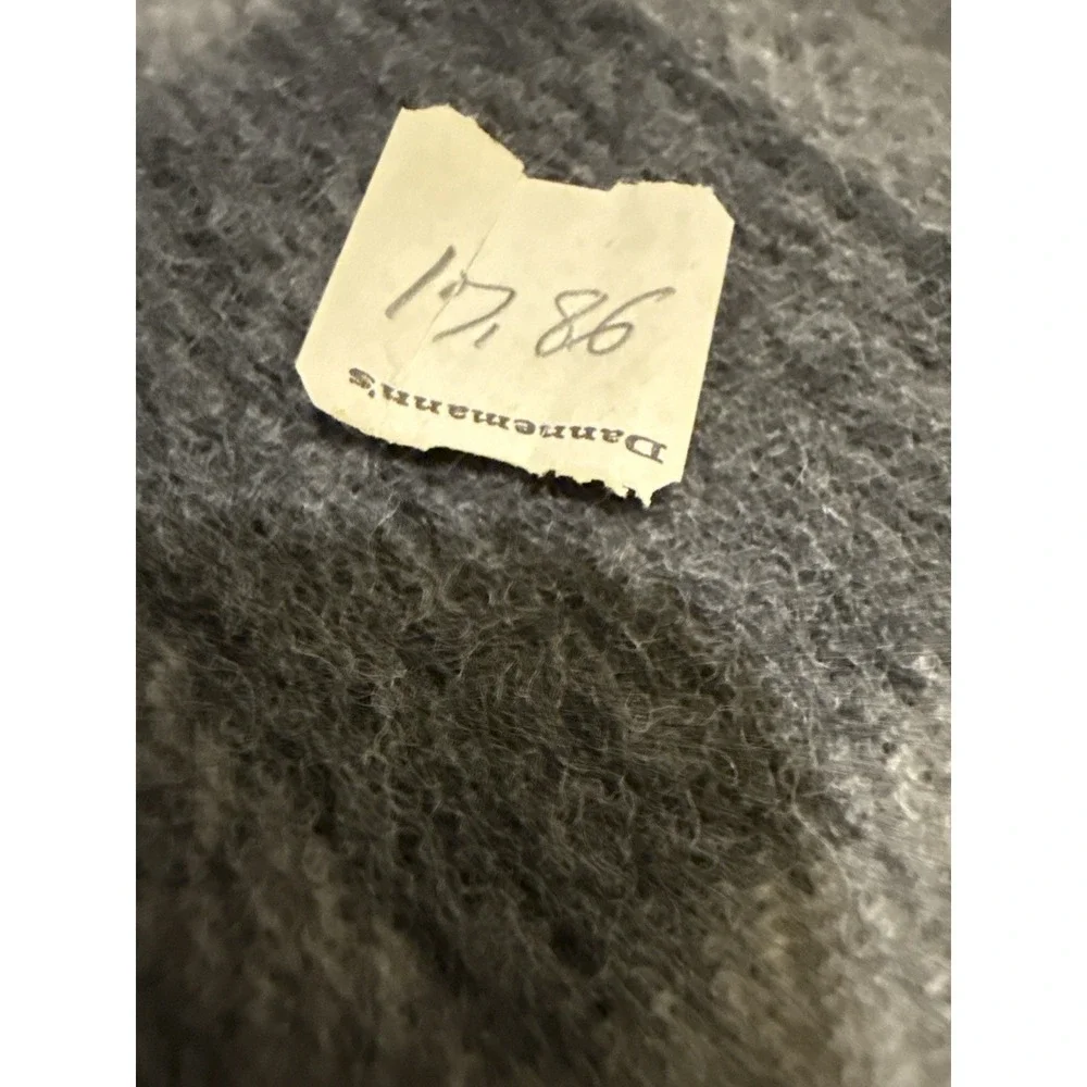 Vintage Gray Cream Buffalo Plaid Wool Fabric 2.6 Yards 54